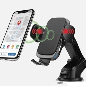 Car And Driver Black Wireless Charging Phone Mount Holder Kit